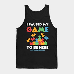 I Paused My Game to Be Here Autism Awareness Gamer Boys Kids Tank Top